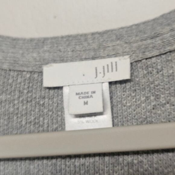 J Jill Gray Knit Silk Wool Blend Tunic Sweater Quiet Luxury Minimalist Size M - Picture 3 of 5